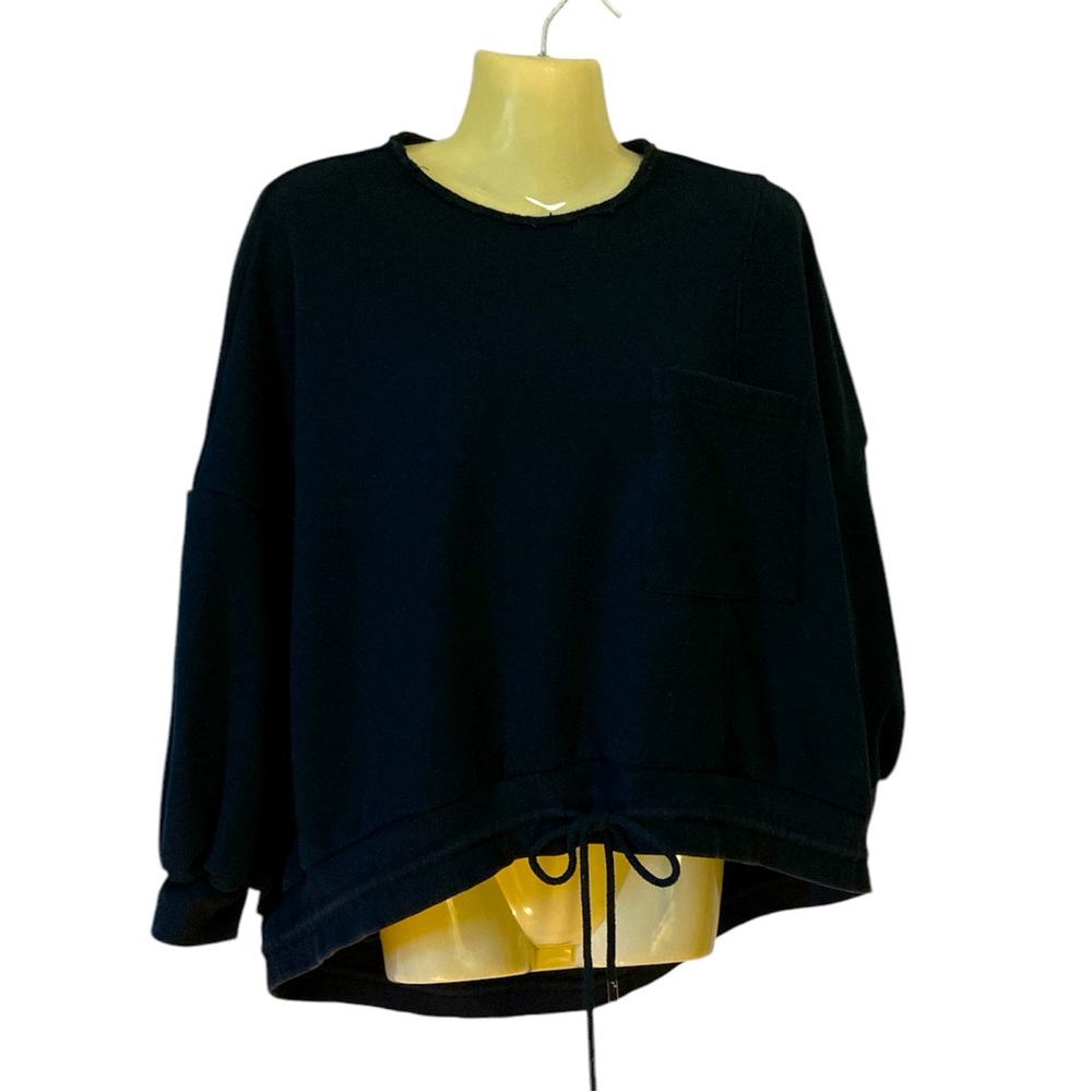 Nap Pullover Drawstring Hem Oversized Loungewear Activewear Sporty Black Small